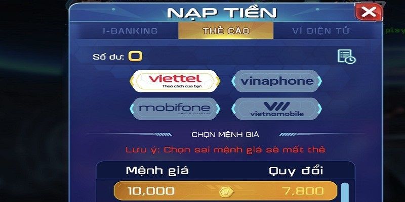 Mua thẻ cào và nạp vào hệ thống 79KING dễ chưa từng thấy